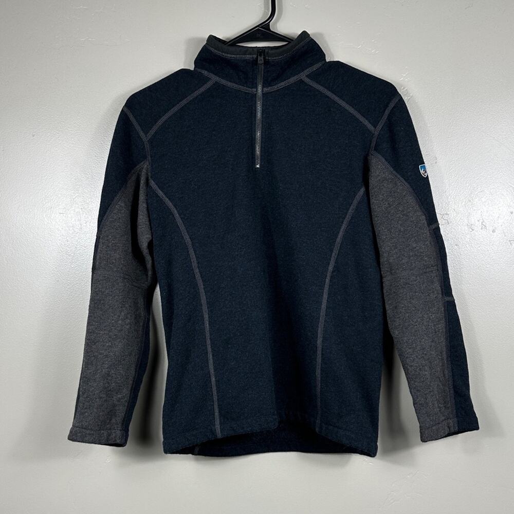 Kuhl Kids Revel 1/4 Zip Pullover Sweater Mutiny Blue / Steel Size 10-12